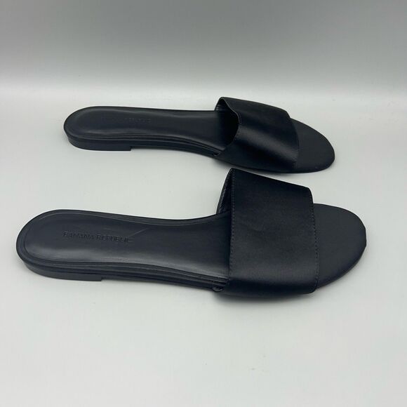 Banana Republic Sandals Womens 8 Black Slide Slip On Open Toe Flat Shoes Minimal - Picture 2 of 10